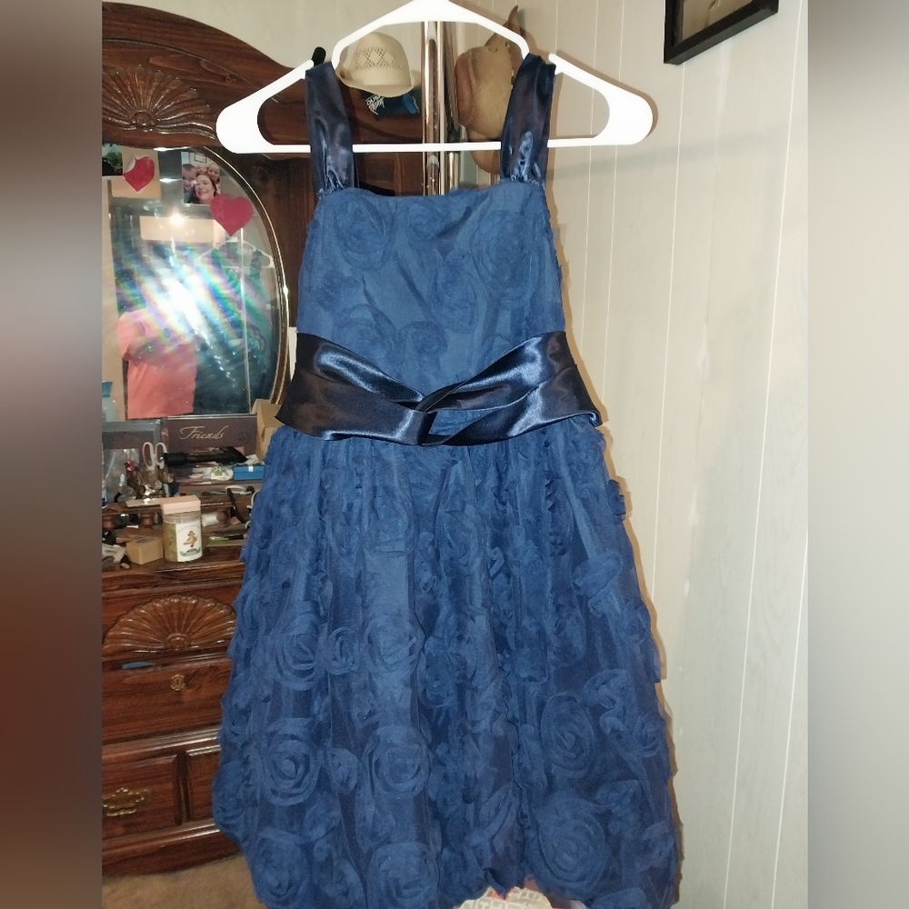 Girls Navy Blue Pagent Dress